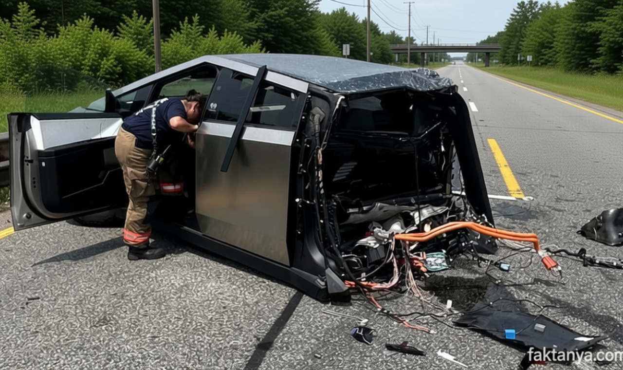 Tesla Cybertruck Terbelah Dua usai Kecelakaan Beruntun dengan Tronton