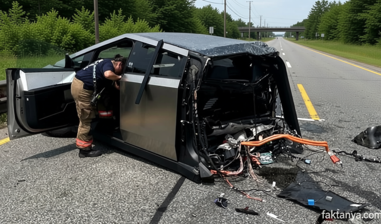 Tesla Cybertruck Terbelah Dua usai Kecelakaan Beruntun dengan Tronton