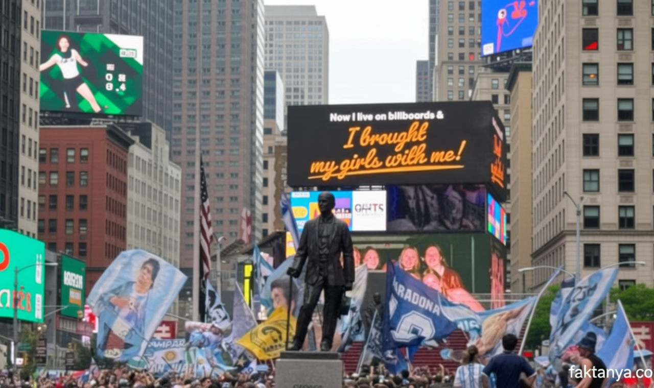 Visit Agenda: Jelang Final Piala Dunia, Ribuan Suporter Argentina Serbu Times Square New York