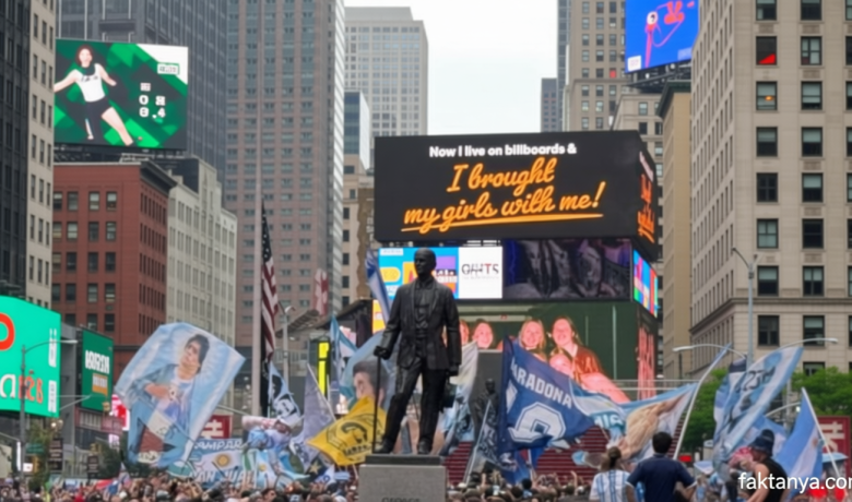 Visit Agenda: Jelang Final Piala Dunia, Ribuan Suporter Argentina Serbu Times Square New York
